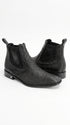 Men’s Shark Skin Cowboy Boots – Black Exotic Leather Western Chelsea Ankle Boots by Vestigium