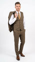 Men's Great Gatsby Brown Checker Plaid Texture 3-Piece Suit – Classic Fit Business, Wedding & Formal Suit Set - Victorian style 1920s