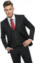 Men’s Black Skeleton Bone Pinstripe 3 Piece Suit – Gangster Style Striped Suit with Vest
