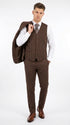 Men’s Brown Pinstripe Edwardian 3 Piece Suit – Vintage Victorian Wedding Suit with Vest