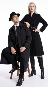 Men’s V for Vendetta Inspired Black Trench Coat – Long Gothic Full-Length Overcoat