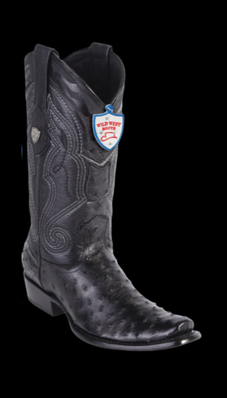 Wild West Botas de Avestruz Horma Dubai Black