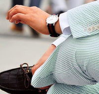 Mens Seersucker Pants - Summer Casual Pinstripe Modern Fit in Color Green