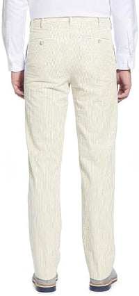 Mens Seersucker Pants - Summer Casual Pinstripe Modern Fit in Color Yellow
