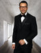 Mens Classic Modern Fit 2 Button Vested Wool Tuxedo in Black - Mens Slim Fitted Tuxedo