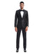 Mens Slim Fit Floral Print Prom Dinner Jacket Tuxedo in Black