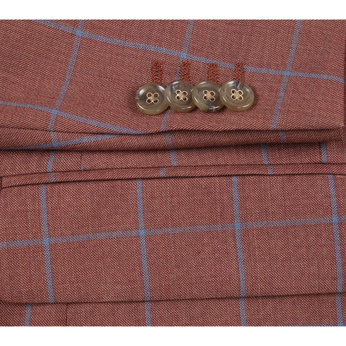 Men's Brown Classic Fit Wool Plaid Blazer