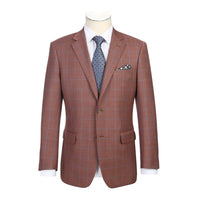 Men's Brown Classic Fit Wool Plaid Blazer
