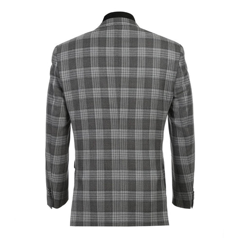 Men's Slim Fit Gray Wool Blazer with Bib