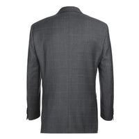 Gray Regular Fit Wool Blend Windowpane 2 Piece Suit