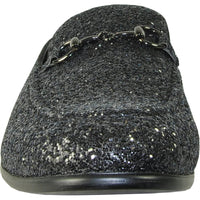 Bravo Mens Modern Glitter Sequin Prom Tuxedo Loafer in Black - Men's Dress Shoes