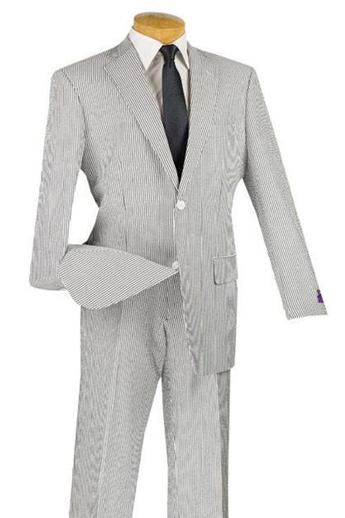 Mens 2 Button Modern Fit Seersucker Suit in Black