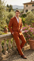 Vitali Brand Men’s Burnt Orange Double Breasted Suit – in Rust Brick Copper Color