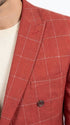 Men's Red Windowpane Plaid Double Breasted Suit – Modern Fit 2 Piece