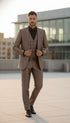 Men’s Sateen Shiny Metallic Mocca Taupe Gold Bronze 3-Piece Suit Set – Shiny Finish slim Fit Formal and Party Suit
