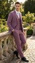 Men’s Mauve Three-Piece Suit – Slim Fit Formal Blazer, Vest, and Trousers for Weddings Rose Gold Pinkish Color