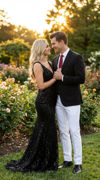 Men’s Solid Black Two Button Suit Jacket Blazer With White Pants | Black Blazer Sport Coat