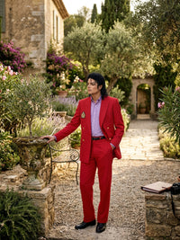 Men’s Red Suit Michael Jackson Award Ceremony Inspired Jacket – Classic Double Breasted Formal Suit , Stylish Party Dinner Jacket, Vintage Stage Wear