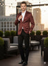 Men’s Slim Fit Maroon Satin Blazer – Elegant Two-Button Formal Suit Jacket for Weddings, in Maroon Wine Color