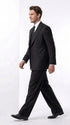 Tiglio Rosso Men’s Black Super 150’s Italian Wool 3-Piece Suit – Double-Breasted Jacket, Vest and Wide-Leg Pleated Pants