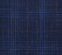 Regular Fit Wool & Linen Blue Plaid Blazer