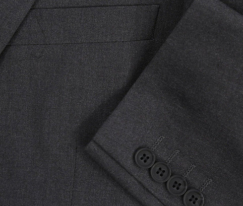 Vanderbilt Collection  - Classic 2 Piece Suit 2 Buttons Regular Fit In Charcoal Gray