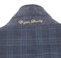 English Laundry 2-Piece Gray Plaid Wool Blend Slim Fit Dress Suit