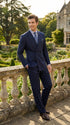 Men's Navy Blue Double Breasted Pinstripe Suit – Modern Fit By rossiman