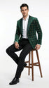 Men’s Green and Gold Plaid Christmas Holiday Blazer – Classic Check Party Jacket for New Year, Wedding and Festive New Year event