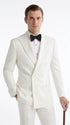 Men’s Ivory Double-Breasted Tuxedo – Vintage Wedding, Prom and Black-Tie Formal Suit off white cream