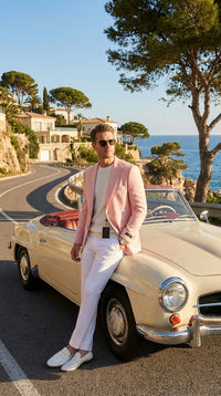 Mens Peach Pink Blazer Jacket – Modern Formal Sport Coat for Wedding, Party and Business Wear - Summer Jacket