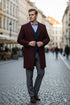 Men’s Burgundy Wool and Cashmere Car Coat – Classic Winter Topcoat for Business and Formal Wear
