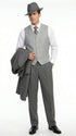 Men’s Grey Pinstripe Zoot Suit 3 Piece – 1920s Gangster Vintage Wide Lapel Suit with Vest for Wedding, Party