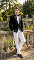 Men’s Black Velvet Tuxedo Blazer with Studded Lapel – Formal Evening Jacket