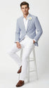 Mens Blue Seersucker Blazer – Lightweight Striped Summer Sport Coat Casual Smart Formal Jacket