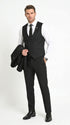 Men’s Black Tonal Shadow Pinstripe Vested Suit – 3 Piece Classic Fit Formal Wedding & Business Suit By Vitali