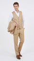 Men’s Camel Khaki Bronze Sharkskin 3-Piece Suit – Modern Wedding, Business and Formal Suit with Matching Vest