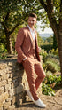 Men’s Light Rust - Peach Color - Salmon Color  3 Piece Suit Set with Vest, Classic Formal Wedding Prom Business Dress Suit