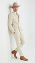 Men’s Tan Linen Cowboy Suit, Double Breasted Western Wedding Formal Western Suit Country style in Beige Tan Color