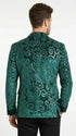 Men’s Emerald Green Paisley Tuxedo Dinner Jacket with Black Lapel, Formal Prom Wedding Party Blazer