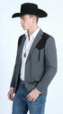 Men’s Dark Charcoal Western Blazer with Black Suede Yokes, Cowboy Sport Coat for Ranch Wedding and Country Events By Platini