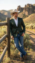 Mens Shiny Dark Green Cowboy Blazer – Western Style Satin Finish Blazer for Party, Country Hunter Color