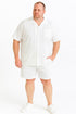 Mens White Seersucker Short Set – Lightweight Summer Outfit with Shirt and Shorts