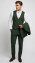 Men’s Forest Green 3 Piece Wedding Suit, Formal Groom Groomsmen Dress Suit Set
