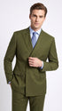 Men’s Olive Green Double-Breasted Suit – Classic Peak Lapel Wedding, Business Hunter Color