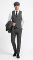 Men’s Thomas Shelby Peaky Blinders Gray Wool Suit Out fit Charcoal Grey Pinstripe 3-Piece  Vintage 1920s Suit