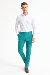 Men’s Aqua Dress Pants – Slim Fit Stylish Formal Trousers for Parties and Casual Wear in Turqoise Color