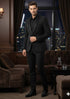 Mens Classic Black Designer Blazer with Beaded Lapel – Elegant Formal and Party Wear Dinner Jacket For Groom