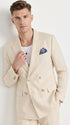 Men’s Light Beige Linen Double-Breasted Suit – Summer Wedding, Beach and Formal 2-Piece Suit