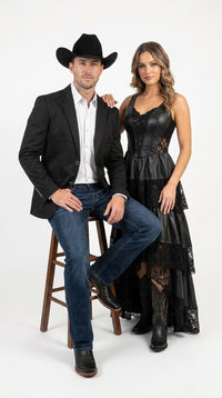 Men’s Black Western Blazer – Embroidered Cowboy Sport Coat with Western Yoke for Rodeo & Country Wear